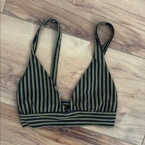 Boys + Arrows Black and Tan Striped Swim Top